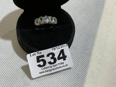 9CT AQUAMARINE RING SIZE M 1/2