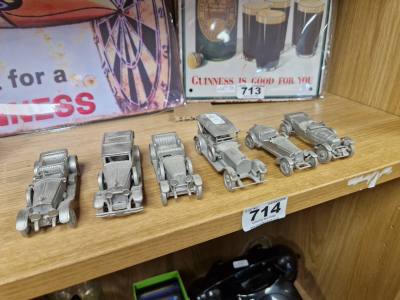 6 X DANBURY PEWTER CARS
