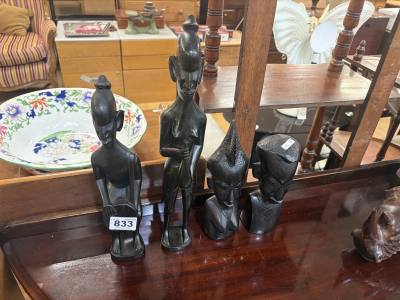 4 X EBONY CARVINGS