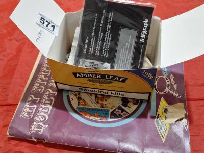 BOX OF COINS, NOTES + STAMPS