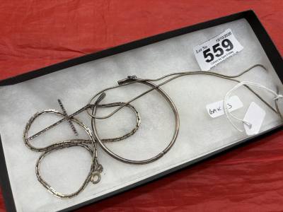 SILVER BANGLE + CHAIN (FOR REPAIR)