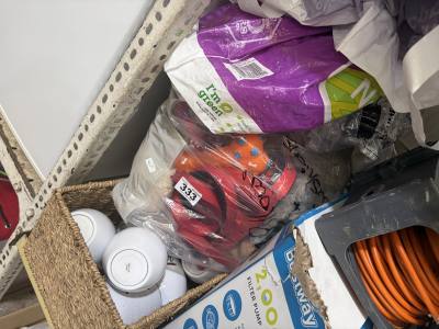 BOX OF MUGS + 2 X BAGS OF DOG ITEMS