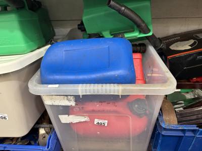 BOX OF PETROL CANS