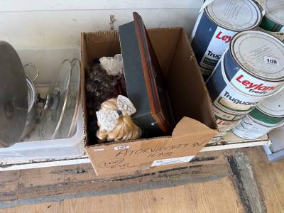 BOX OF PORCELAIN DOLLS + FRAME