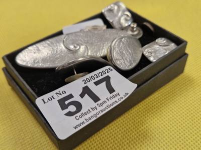 CELTIC SILVER EARRINGS + BROOCH