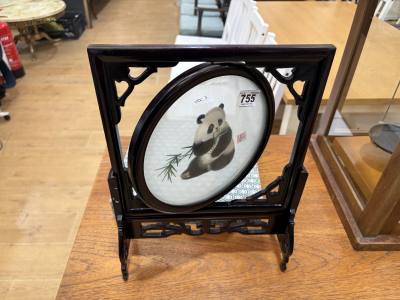 JAPANESE SILK EMBROIDERY SCREEN
