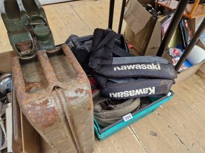 BOX LOT + 2 X JERRY CANS