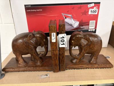 ELEPHANT CARVED BOOKENDS
