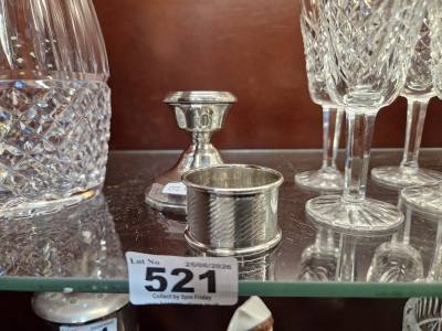 SILVER CANDLESTICK + NAPKIN RING