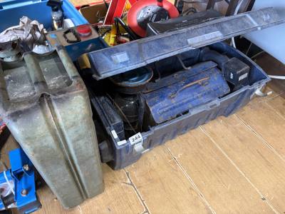 BOX OF TOOLS ETC.