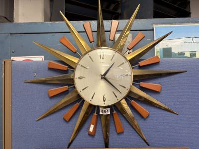 MID CENTURY SUNBURST CLOCK