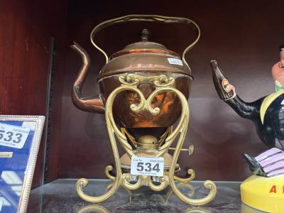 ART NOUVEAU COPPER + BRASS SPIRIT KETTLE
