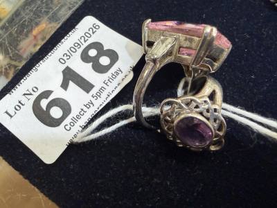 2 X SILVER DRESS RINGS