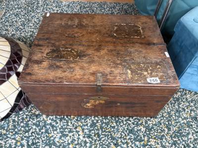 ANTIQUE WOODEN STORAGE TRUNK