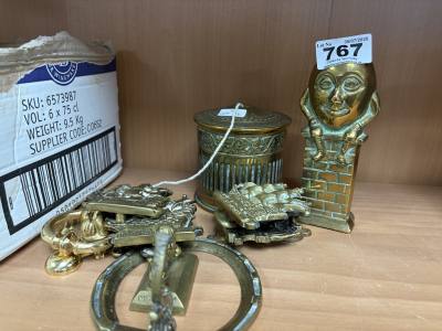 SHELF LOT OF BRASS
