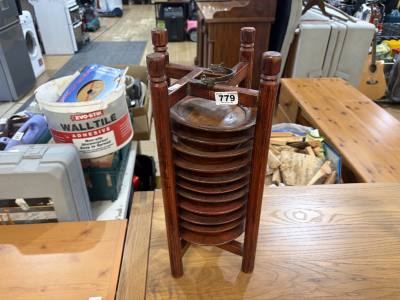 VINTAGE WOODEN STACKING PLATE SET