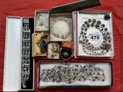LOT OF GLASS BEADS + DRESS JEWELLERY