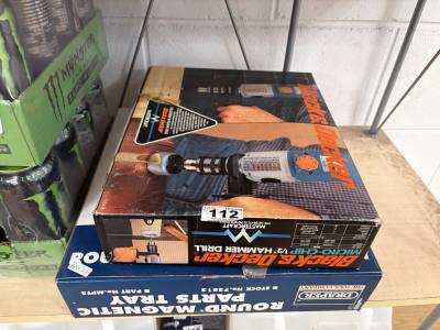 BLACK + DECKER DRILL + MAGNETIC TOOL TRAY (UNUSED)