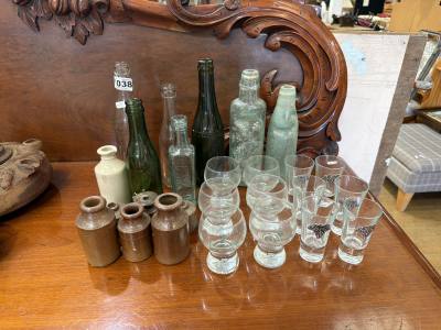 LOT OF OLD BOTTLES ETC