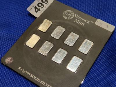 8 X 1G 999 SOLID SILVER