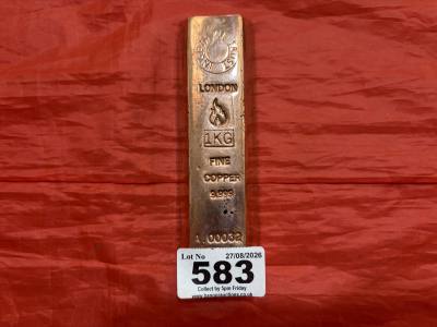 LONDON 1KG FINE 999 COPPER INGOT