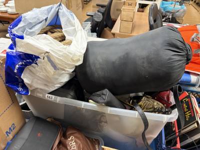 BOX LOT OF ODDS + BOX OF COOKING POTS + BOX OF NEW FRAMES 