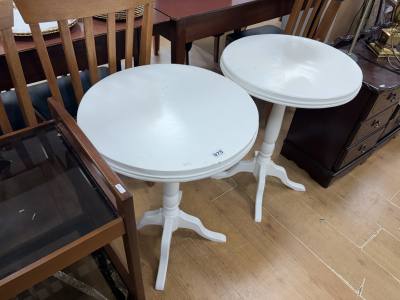 PAIR OF PAINTED PEDESTAL TABLES