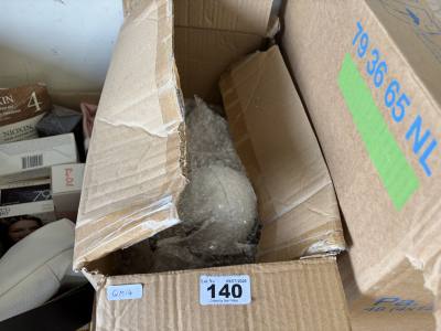 BOX OF GARDEN ORNAMENTS