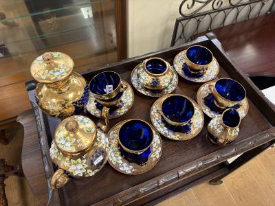 VENETIAN BLUE GLASS TEA SET