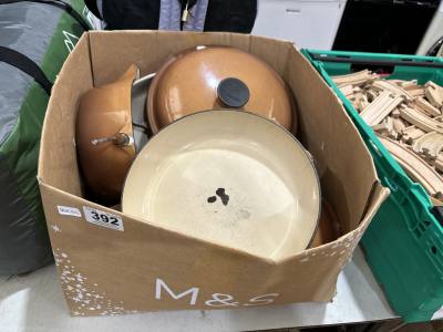 BOX OF LE CREUSET POTS (FOR REP)