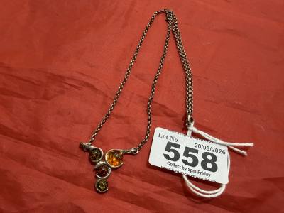SILVER CHAIN + AMBER PENDANT