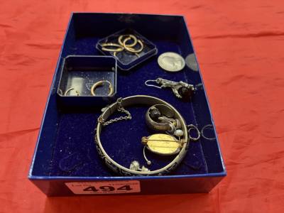 BOX OF SILVER, GOLD + DRESS