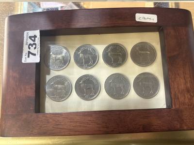 FRAMED 8 X 1 PUNT COINS