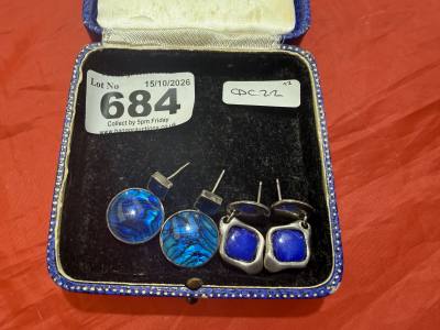 2 X PAIRS OF SILVER DROP EARRINGS