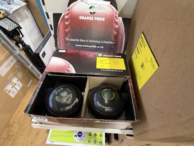 BOX OF LAWN BOWLS