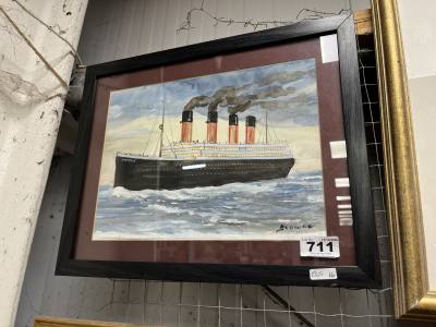 R. BROWNE WATERCOLOUR (TITANIC)