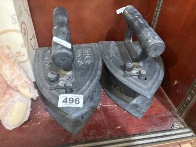 2 X SPECIAL 10 CAST COAL IRONS