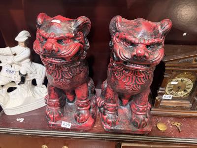 PAIR OF STONE FOO DOGS