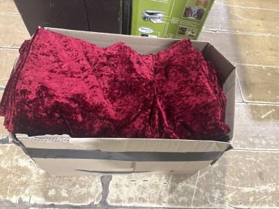BOX OF CRUSHED VELVET CURTAINS