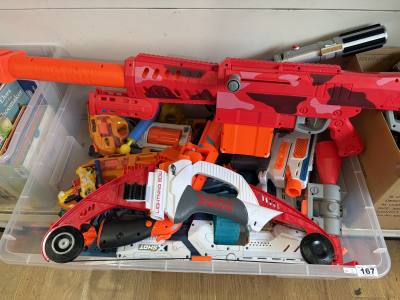 BOX OF NERF TOYS