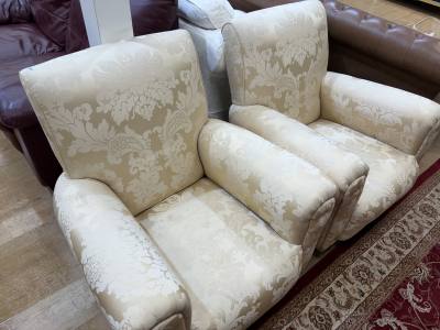 PAIR OF VICTORIAN STYLE FIRESIDE CHAIRS