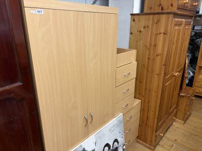 3 PIECE BEECH EFFECT BEDROOM SUITE