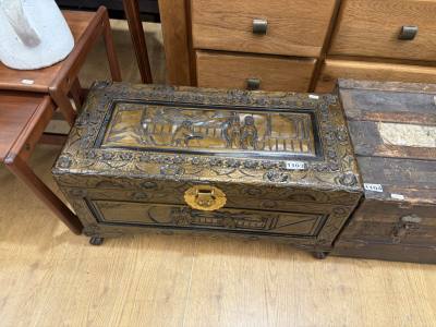 CARVED CHINESE BLANKET BOX