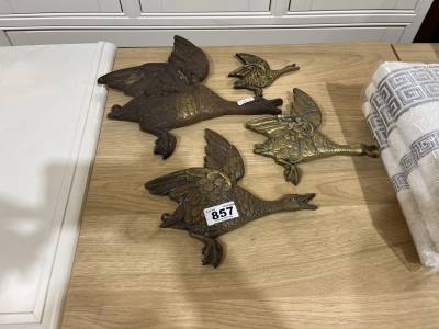 SET OF BRASS WALL DUCKS
