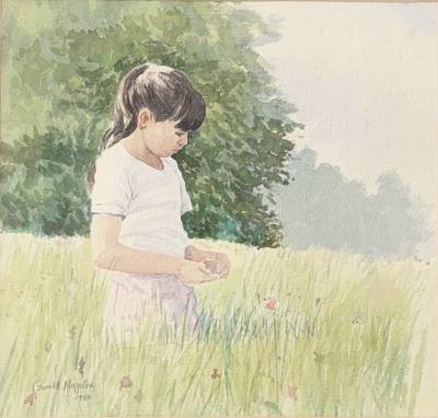 GERALD MAGUIRE "LITTLE GIRL IN THE MEADOW"  (24X25)
