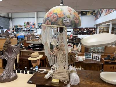 GLASS SHADED CHERUB LAMP