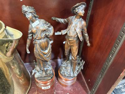 2 X SPELTER FIGURINES