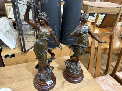 PAIR OF SPELTER FIGURINES
