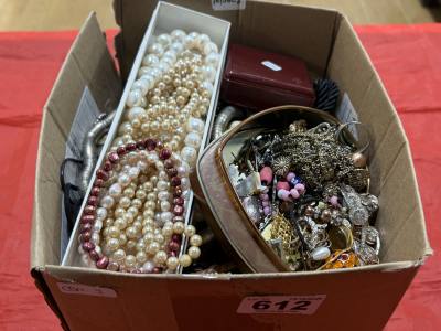 BOX OF COSTUME JEWELLERY