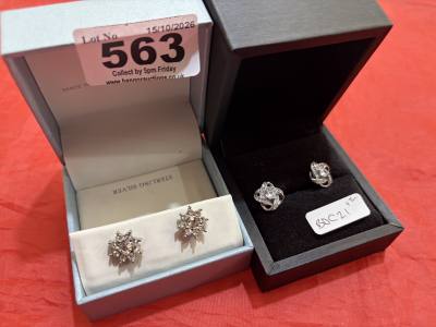 2 X PAIRS OF SILVER EARRINGS